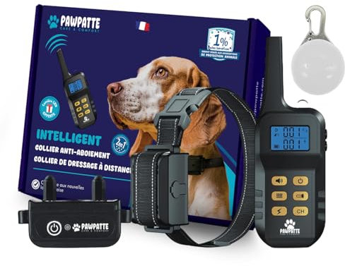 PAWPATTE Collier Anti Aboiement 2en1 Chien avec Télécommande – Dressage et Rappel Sans Choc, Son & Vibration, Détection Intelligente des Aboiements, Rechargeable, Étanche IP67, 3 Chiens, Petit à Grand