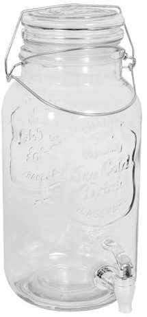 3.6 Litre Glass Drinks Dispenser with Spigot Tap Summer Outdoor Garden Party Picnic Cocktail Juice Removable Lid