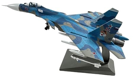 Luwecf SU-33 Flugzeugmodell 1:100 Diecast Legierung - Kampfjet Deko mit Displayständer - Ideal für Sammler & Geschenk - 21x15x10cm