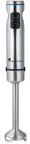 MasterPRO FOODIES | 1200 W LED-Handmixer | Stabmixer mit variabler Geschwindigkeit und Turbo | Edelstahlklinge | Zerkleinert mühelos Eis | Effektives Mixen mit ergonomischem Design