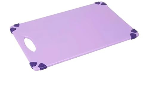Hygiplas Commercial Grip Chopping Board HDPE, Purple - 458x306x12mm | Removable small silicone grip pads prevent slipping on prep counters, with colour-coded corner pegs for easy identification.