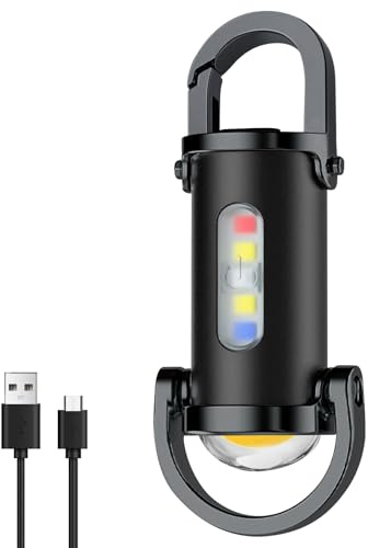 AXVRAV Superhelle Mini-Schlüsselanhänger, Wasserdicht Taschenlampe Mini LED Taschenlampe Schlüsselanhänger, USB Aufladbar Keychain Flashlight mit Power Bank für Outdoor Camping (Schwarz)