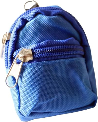 Pchnfei Mini-Puppenrucksack, Schultasche, Puppenhaus-Schulzubehör für Puppenhaus-Dekoration, Simulations-Mini-Schultasche, Zubehör, Blau, 1 Stück