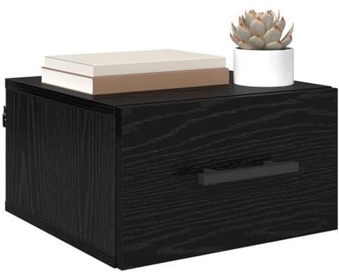 vidaXL Bedside Cabinet Black oak 35 x 35 x 20 cm Engineered wood, Bedroom Essentials for Compact Living, Modern Wall-Mounted Storage Solutions, Efficient Organization with Stylish Cabinets