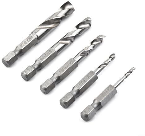 EffiFish 5 Pcs Drill Bit,For Stubby Drill Bits Set For Metal Quick Change 1-4inch Hex Shank For Metal Wood And Plastic Drilling In Tight Spaces