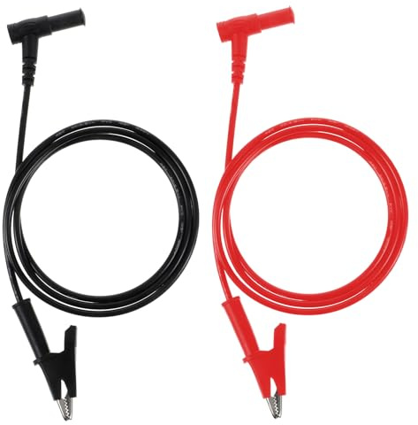 2 Stück Multimeter Messleitungen, 4 mm Bananenstecker Winkel zu Krokodilklemme Alligator, 3.3ft/1m Flexible Testkabel Kabeldraht für Elektrische Digital Multimeter Prüfung