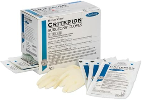 Henry Schein - HS Criterion OP-Handschuhe (50 Paar), sterile Latexhandschuhe, gepudert, Größe 9