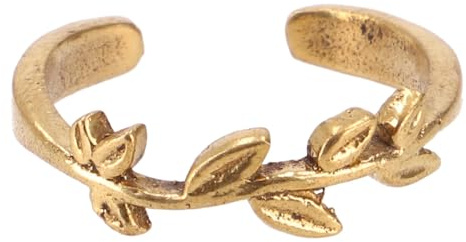 GURU SHOP Modeschmuck Ring aus Indien, Blätterranke Daumenring - Gold