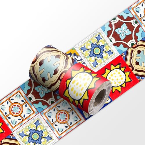 Piastrelle da parete sbucciabili e adesive, squisite, gialle e rosse, retrò, per cucina, bagno, mobili, caminetti, adesivi decorativi in vinile rimovibili per pavimenti, impermeabili, 20x240 cm/1 roto