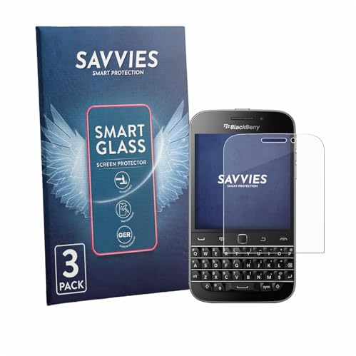 Savvies 3 Stück Panzer Schutz Glas für Blackberry Classic Q20 9H Schutzfolie HD Klar, Blasenfrei, Anti-Fingerabdruck, Stoßfest, Displayschutz