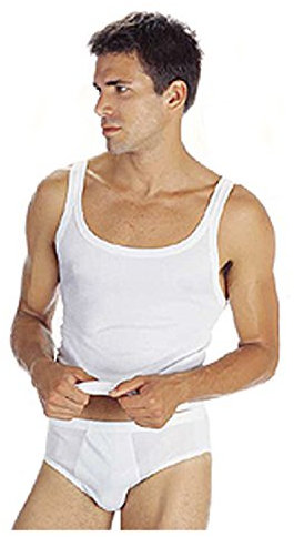 Set 3 canottiere spalla stretta filo di scozia a vogatore uomo marca Henri 100% filo di Scozia di cotone pettinato (3°SMALL (40/42), Bianco)