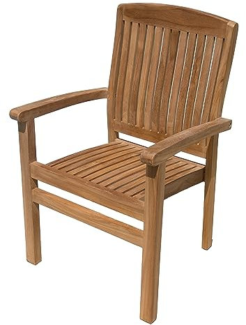 Sustainable Furniture UK Ltd - Marley Teak Stacking Garden Armchair | Dining Armchair | Grade A Teak | Stacking | Fully assembled