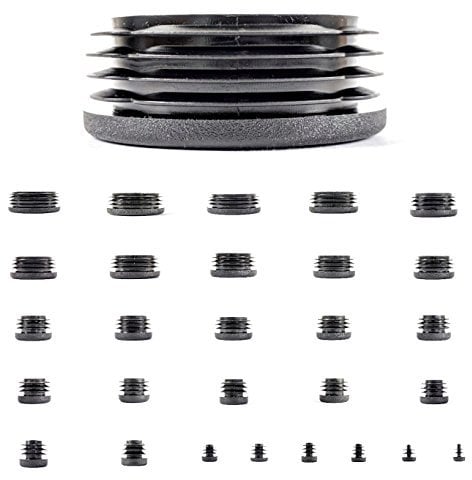 40mm Round Tube Inserts, Pack of 4 Black Plastic End Caps (See Second Image for Ordering Guide) - Made in Germany
