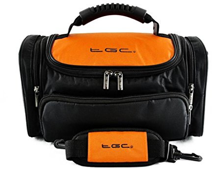 TGC ® Large Camera Case for Panasonic Lumix DC-FZ80, DC-FZ82 Plus Accessories (Hot Orange & Black)