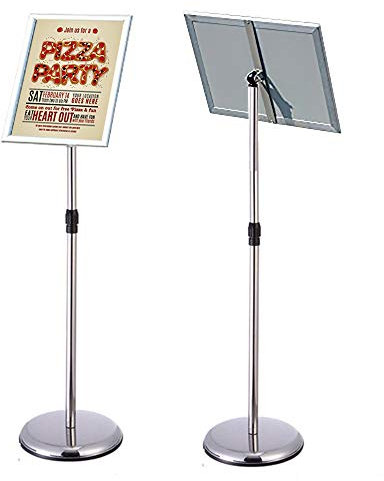 Newzealkids Adjustable Poster Stand Floor Standing Sign Holder Notice Stand Sign Holder for Wedding/ Show/ Display/ Advertisement (Silver, A4)