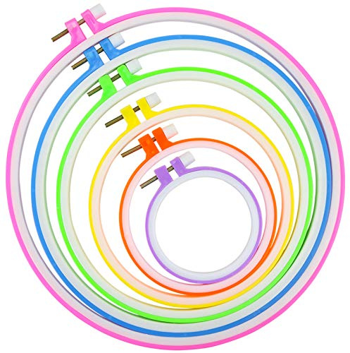Similane 6 Stück Stickrahmen, Kunststoff-Kreis, Kreuzstich-Ring, 8,6 cm bis 25,9 cm (mehrfarbig) für Stickerei und Kreuzstich