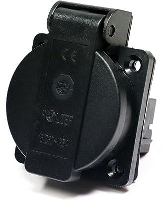8 Stück/Einbausteckdose Schuko Steckdose 16A mit IP54 / + Flansch Dichtung (Schwarz)
