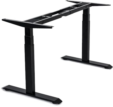 VWINDESK VJ201-S3 Elektrischer höhenverstellbarer Sitz-/Stehpult, nur Sitzständer, Doppelmotoren, 3-Segmente, motorisierte Schreibtischbasis, Schwarz