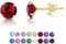 DTPSilver - Damen Ohrringe 925 Sterling Silber Gelb Vergoldet mit Kristallen von Swarovski® Elements 6 mm Runde Ohrstecker - Farbe : Rubin