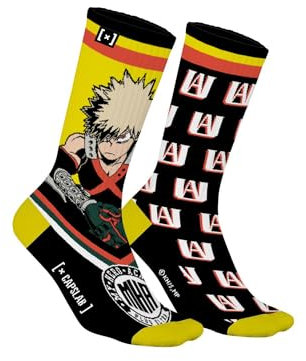 Capslab My Hero Academia Socken Bakugo – Offiziell lizenzierte Anime-Socken für Herren und Damen – Bequeme Baumwollsocken im Bakugo & UA-Logo Design - 39-42