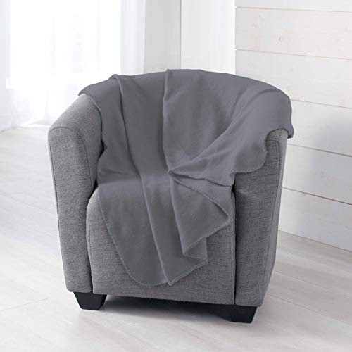Douceur d'Intérieur Milou Plaid, Polyester, Anthrazit, 125 x 150 cm