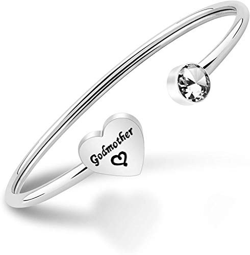 BNQL Armband für Patentante, Taufgeschenke, religiöser Schmuck, Patentante, Antragsgeschenke, Patentante, Geschenke von Patentochter, 17,78 cm (7 Zoll), Edelstahl