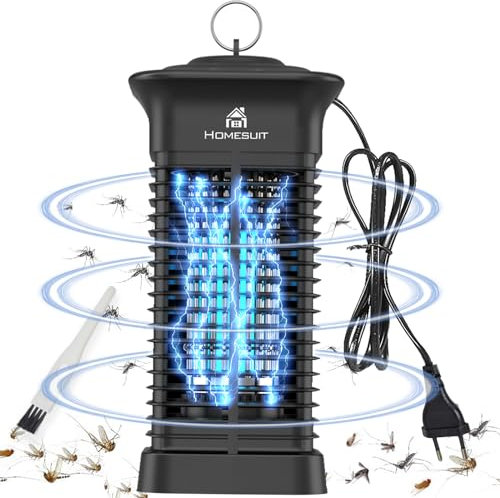 Homesuit Insektenvernichter Elektrisch mit 15W UV LED Lampe, 4200V Mückenlampe Insektenfalle Fliegenfalle Innenbereich Mückenabwehr Outdoor Anti Mücken zum Reduzieren Fliegender Insekten für Gärten