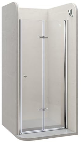 Moments of Glass Mampara de ducha puerta plegable rango de ajuste de 88-92cm altura: 195 cm de vidrio transparente templado de seguridad de 6mm perfiles de aluminio chrome – DK822