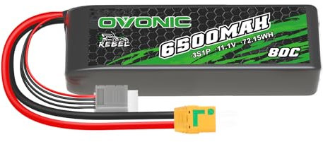 OVONIC 11.1V Lipo Akku 80C 6500mAh 3S RC Lipo Batterie mit XT90 Stecker für RC Car Monster Truck Crawler RC Hobby Hardcase