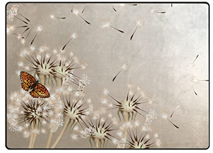 ALAZA Teppich, Pusteblumen-Schmetterling, weicher Polyester, großer Teppich, rutschfeste Badematten, moderne Innenmatten für Wohnzimmer, Schlafzimmer, Heimdekoration (203 x 147 cm)