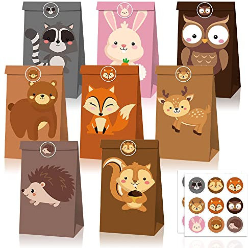 JeVenis 24 PCS Woodland Animal Party Favors Taschen Waldtier Geburtstagsparty Supplies Woodland Creatures Party Woodland Baby Shower Party Supplies