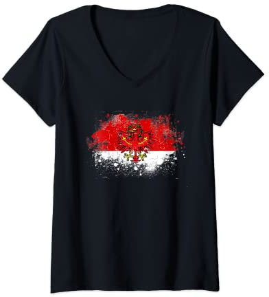 Damen Tiroler Flagge Fahne Für Einen Tiroler Und Österreicher T-Shirt mit V-Ausschnitt