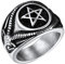 FaithHeart Edelstahl Herren Männer Ring Satanic Pentagram Fingerring Inverted Pentagram Ring Punk Siegelring Biker Ring für Weihnachten Geburtstag