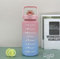 2000ML Time Scale Water Bottle, Outdoor Large Capacity Water Bottle with Flip Top Lid And Straw Strainer., Pink&blue