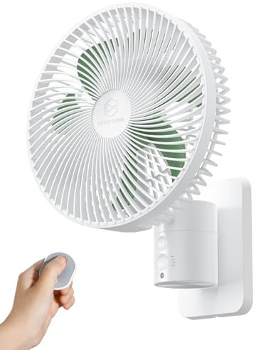 Ventilateur d'oscillation mural silencieux de 21,6 cm avec télécommande et minuteur, 4 vitesses réglables pour petites salles de bains, refroidissement d'intérieur pour camping-car, inclinaison