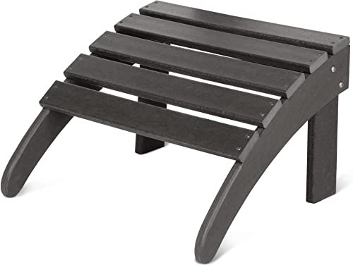 Gartenstuhl Fußstütze Fußliege für den Adirondack Terasenstuhl - Loungestuhö in Holzoptik aus recyceltem Plastik Farbe Anthrazit