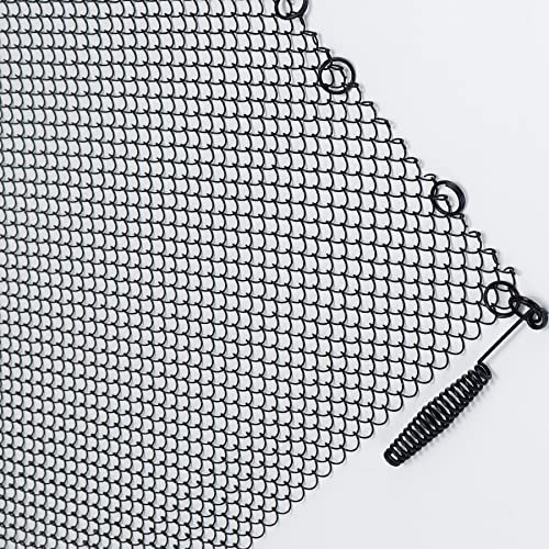 Pearwow Kaminvorhang, 2 x 61 cm breit x 66 cm hoch, zum Aufhängen, Ersatzsiebe für Holzkamine, Schwarz