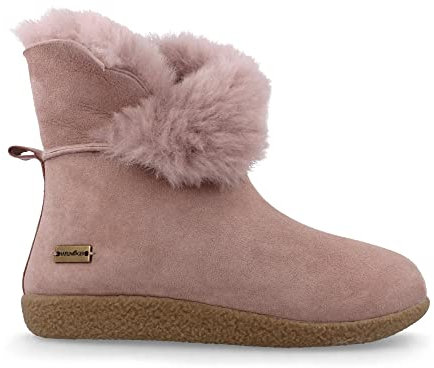 HAFLINGER Lammfell Leder Hausschuhe Lemmi Unisex Stiefel Rosa (Rosenholz), Gr 39