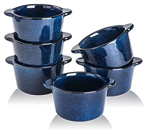 VICRAYS Crème Brulee Auflaufförmchen aus Keramik – Mini-Vanille-Schalen, 170 ml, ofenfeste Schüsseln, Souffle-Schalen zum Backen, einzelne Auflaufförmchen, Dip-Sauce, Pioneer Woman, Backgeschirr