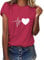 Tuopuda Tee Shirt Femme Été T-Shirt à Manches Courtes Top Coton Col Rond Graphic Hauts Décontracté Blouse Idéal Cadeau pour Anniversaire, St-Valentin, etc, Rouge Vin, L