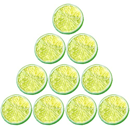 10 Stück Künstliche Fruch Künstliche Limetten, Künstliche Zitronenscheiben Deko, Lebensechte Früchte für Fotografie, Requisiten, Zuhause, Küche, Hochzeitsdekoration, Gelb und Grün
