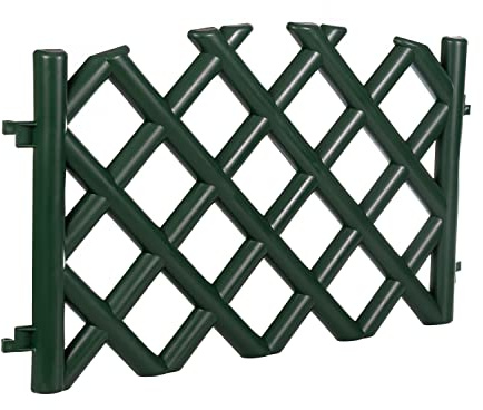 Outdoor Garden Fence Panels for Vegetable Gardening, Lawn Landscaping, and Animal Barrier Borders, 11.5 ft Green Heavy-Duty Plastic with In-Ground Stakes, Weather Resistant