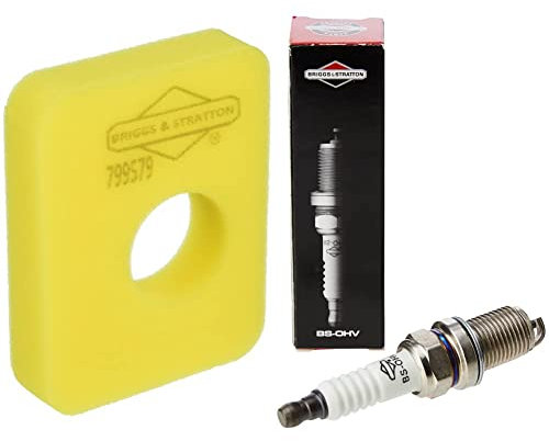 Briggs & Stratton 799579 Replacement Air Filter-550E-550EX Series, Yellow & 992304 Genuine Spark Plug,Black,8 x 2 x 2.5 cm; 40 Grams