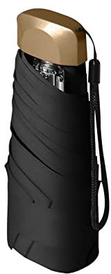 XZincer Sombrilla plegable Sombrilla Sombrilla Sun Paraguas pequeño y portátil Mujer Lluvia y Lluvia Bolsa de Doble Uso Paraguas con Nombre Impreso, Negro , Talla única