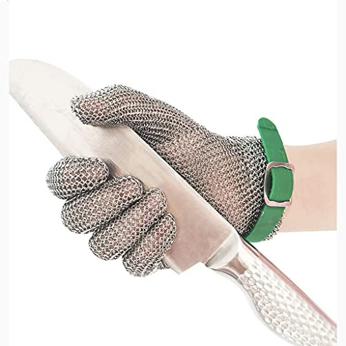 Samnuerly Handschuhe aus Stahldraht, Metallgeflecht, Sicherheit, schnittfest, verschleißfeste Handschuhe, für Küche, Metzger, Arbeiten, Garten, Schutzhandschuhe (Größe: 1 Stück/L)