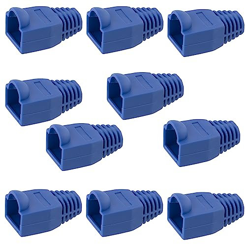 AЕRZETIX - C11371 - Lot de 10 manchons de protection RJ45 anti-pliage CAT6 - réseau Ethernet fiche prise capuchon connecteur raccordement LAN ordinateur ligne modem informatique - couleur bleu