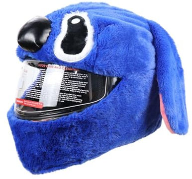 Motorradhelm Cover Männer Frauen, Motorradhelm Überzug Plüsch, Cartoon Plush Motorcycle Helmet Cover, Interessanter Motorradhelm, Blau (Helm Nicht Im Lieferumfang Enthalten)
