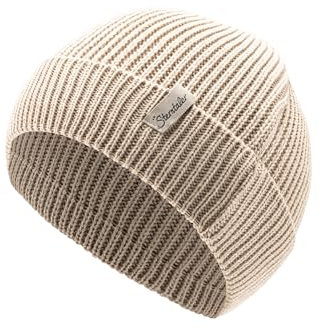Sterntaler Strickmütze mit Umschlag - Klassische Unisex Beanie aus Baumwollmischgewebe - Winter Babymütze mit Rippstrickmuster - Sand, 45
