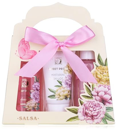 Accentra – Duschset Frauen Geschenkset SWEET PEONY in schöner Geschenkbox – 3-teiliges Pflegeset mit Duschgel, Bodylotion und Schaumbad – Wellness Geschenk Set zum Valentinstag & Muttertag