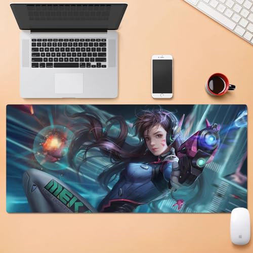 GeRRiT Overwatch Tapis de souris XXL à surface lisse, base en caoutchouc antidérapant, imperméable (D.Va 1)